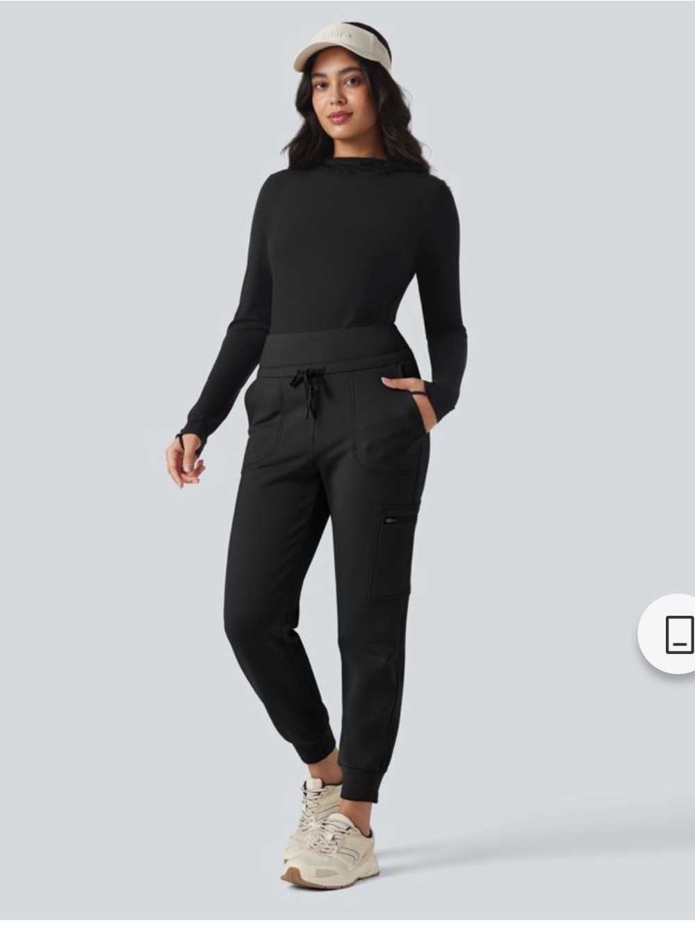 HALARA Black Cargo Joggers with Drawstring Waist